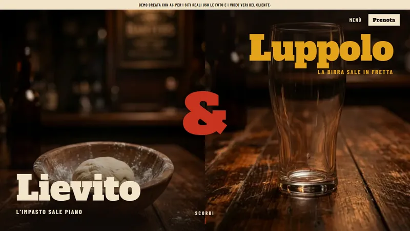 Copertina del carosello di Lievito e Luppolo, demo di una pizzeria e pub