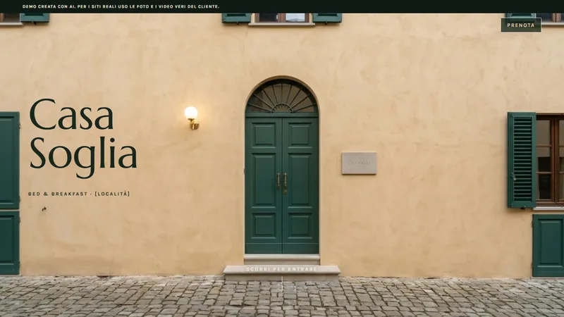 Il portone verde di Casa Soglia, demo di un B&B